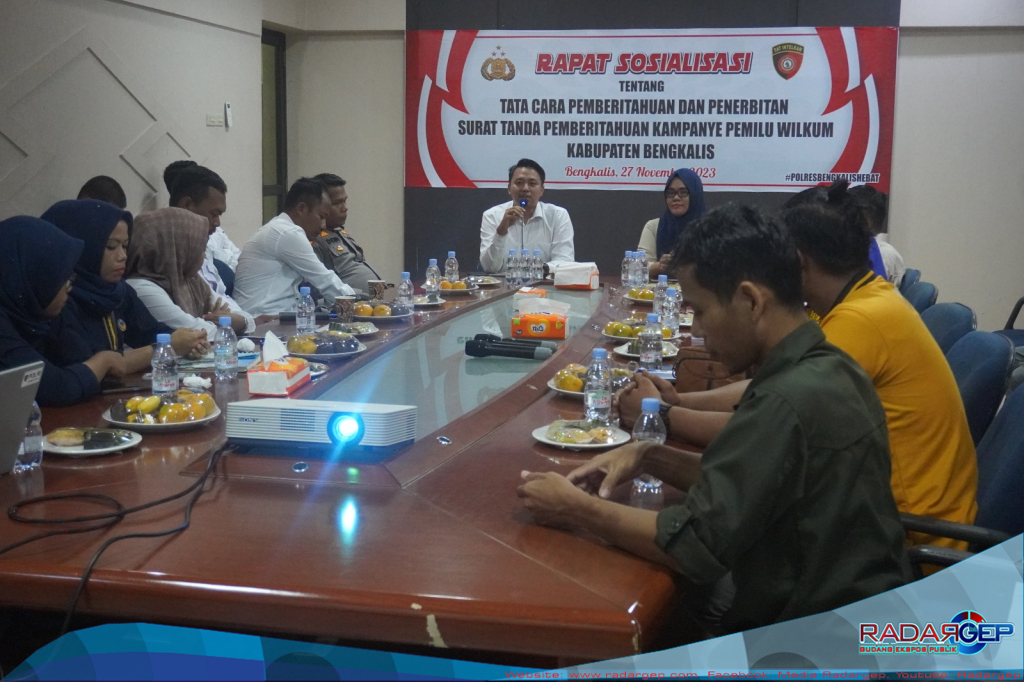 Polres Bengkalis Gelar Rapat Sosialisasi Tata Cara Penerbitan Surat Pemberitahuan Kampanye Pemilu